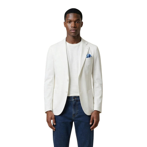 Yos Men Blazer white slim fit with notch lapel collar and front pocket square gallery position 1